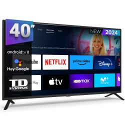 Smart TV 40 pulgadas Led Full HD, televisor Hey Google Official Assistant, control por voz - TD Systems K40DLC19GLE