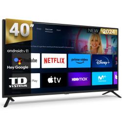 Smart TV 40 pulgadas Led Full HD, televisor Hey Google Official Assistant, control por voz - TD Systems PRIME40C19GLE