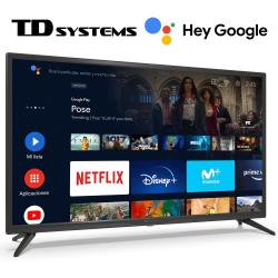 Smart TV 32" HD, AndroidTV Official Google Chromecast Control Por Voz (Google Assistant). TD Systems K32DLX15GLE