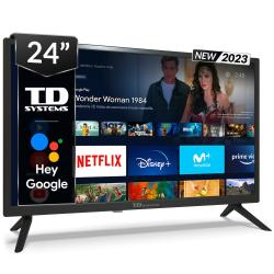 Smart TV 24 pulgadas Led HD, televisor Hey Google Official Assistant, control por voz - TD Systems K24DLX17GLE