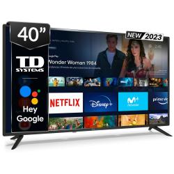 Smart TV 40 pulgadas Led Full HD, televisor Hey Google Official Assistant, control por voz - TD Systems K40DLX17GLE
