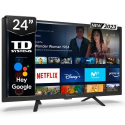 Smart TV 24 pulgadas Led HD, televisor Hey Google Official Assistant, control por voz - TD Systems K24DLC17GLE