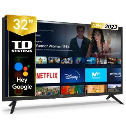 Smart TV 32 pulgadas Led HD, televisor Hey Google Official Assistant, control por voz - TD Systems PRIME32C14S