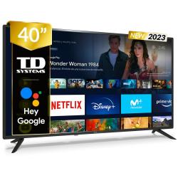 Smart TV 40 pulgadas Led Full HD, televisor Hey Google Official Assistant, control por voz - TD Systems PRIME40X14S