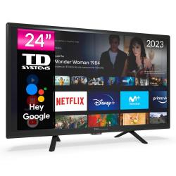 Smart TV 24 pulgadas Led HD, televisor Hey Google Official Assistant, control por voz - TD Systems PRIME24C14S