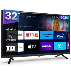 Smart TV 32 pulgadas Led HD, televisor Hey Google Official Assistant, control por voz - TD Systems K32DLC19GLE
