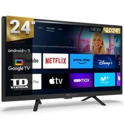 Smart TV 24 pulgadas Led HD, televisor Hey Google Official Assistant, control por voz - TD Systems PRIME24C19GLE